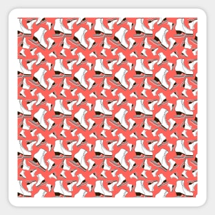 Figure Skates on Living Coral Background Design Sticker